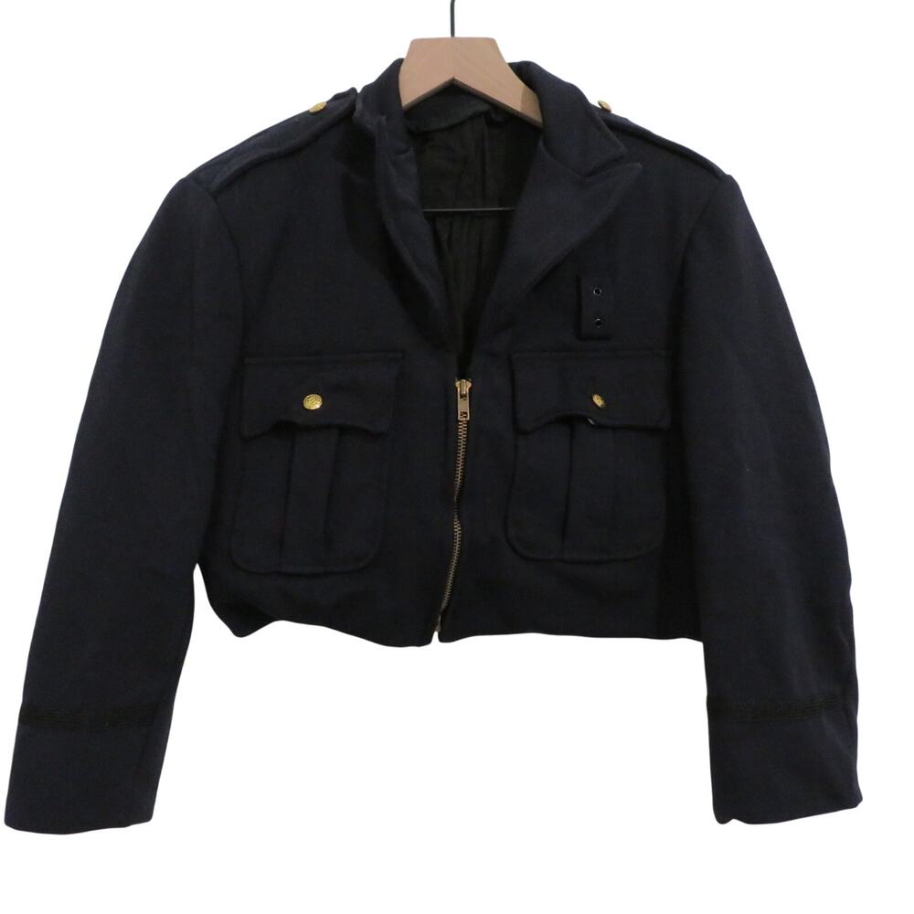 San Francisco Police Department Women Sz S Navy Blue Vintage Cropped Wool Jacket